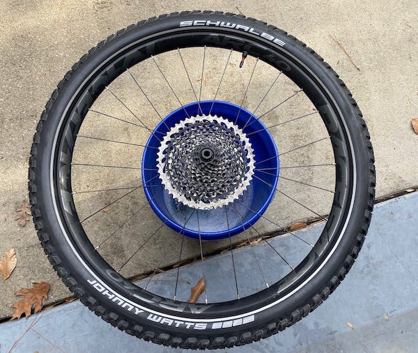 Soaped up tire and rim