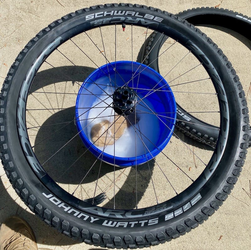 Soaped up tire and rim