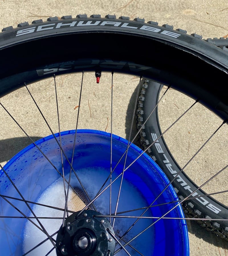 Soaped up tire and rim